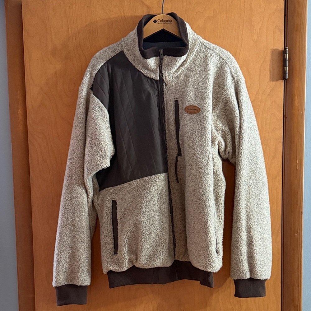 Browning Shooting Two-Tone Fleece Jacket - Cream and Brown